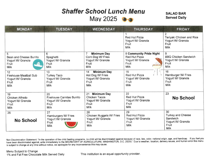 menu calendar