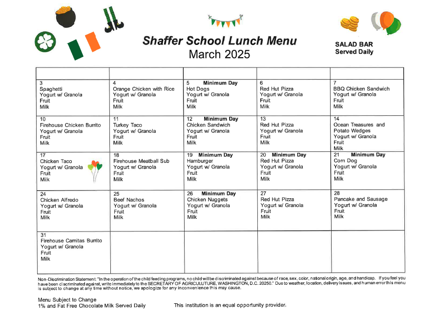 menu calendar