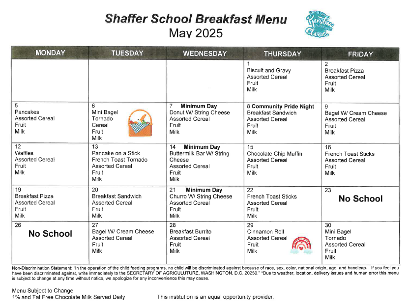 Menu calendar