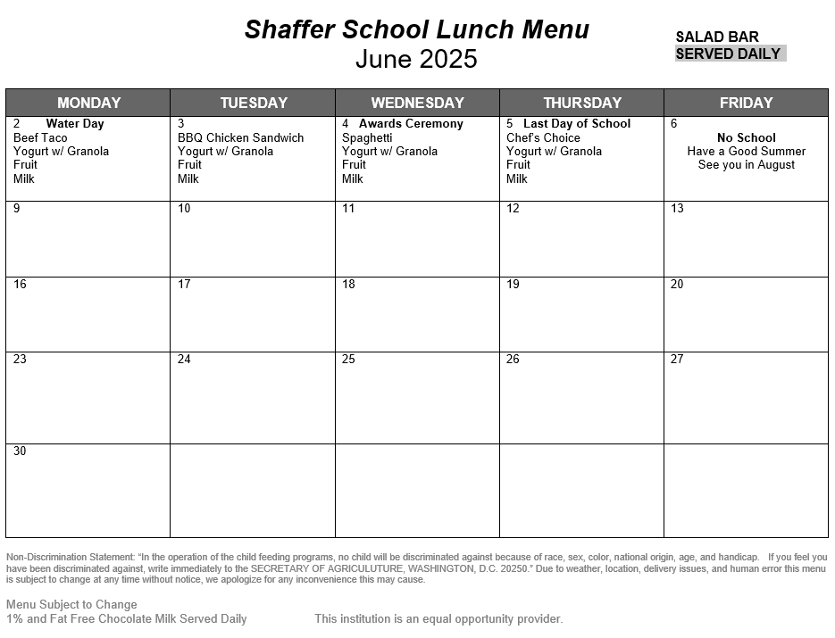 menu calendar