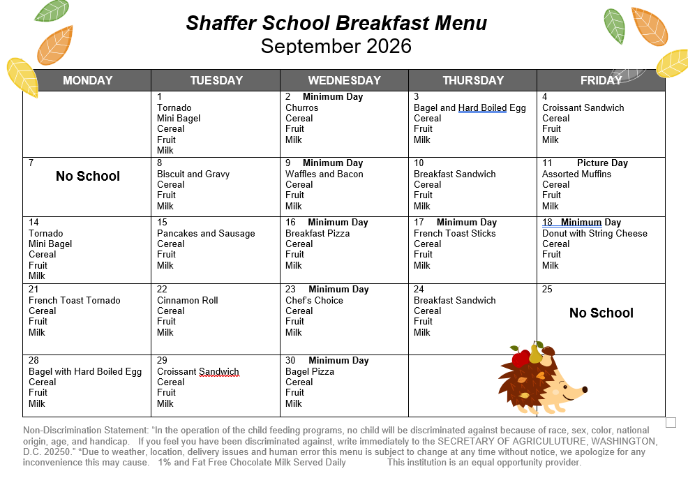 August breakfast menu