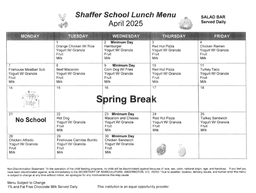 menu calendar