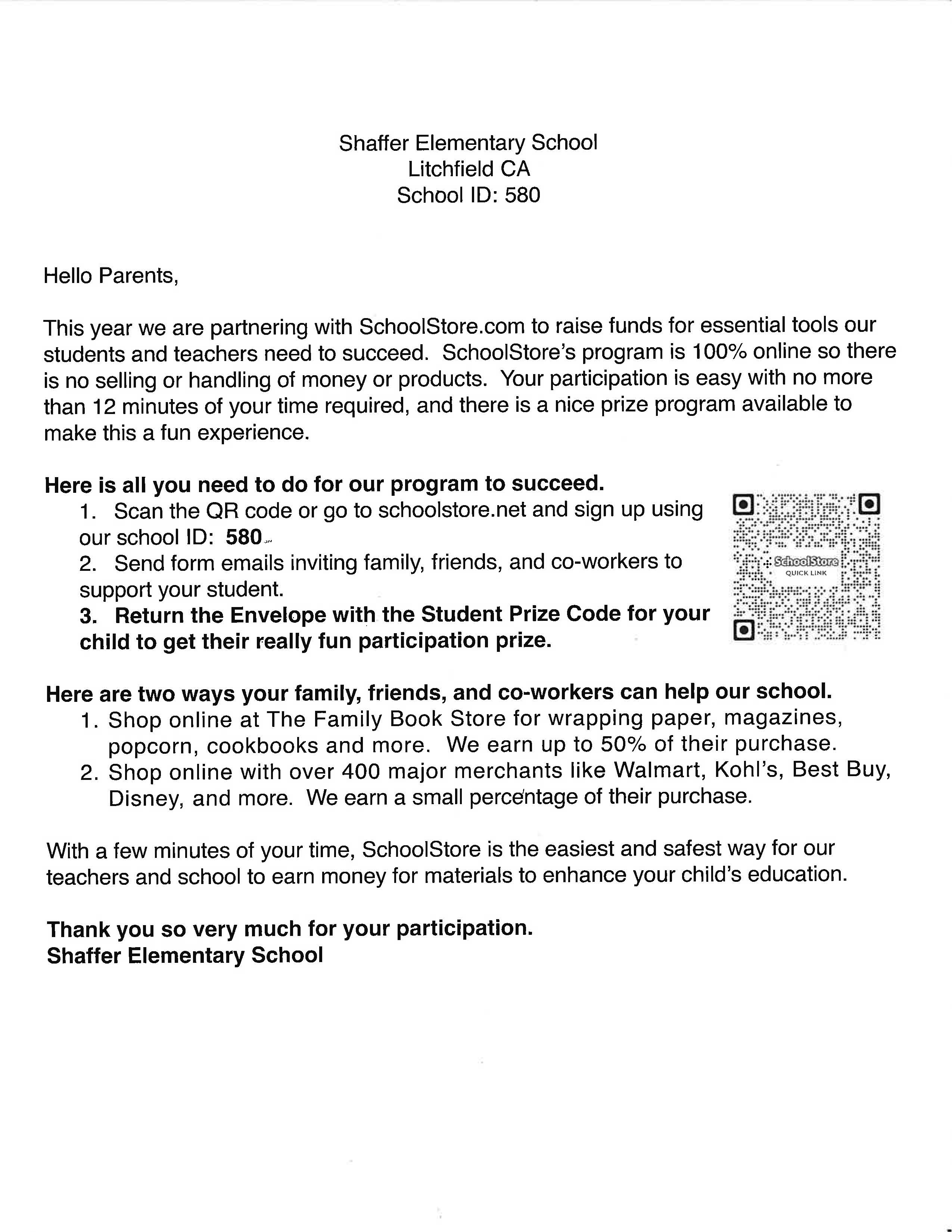 School Store Fundraiser