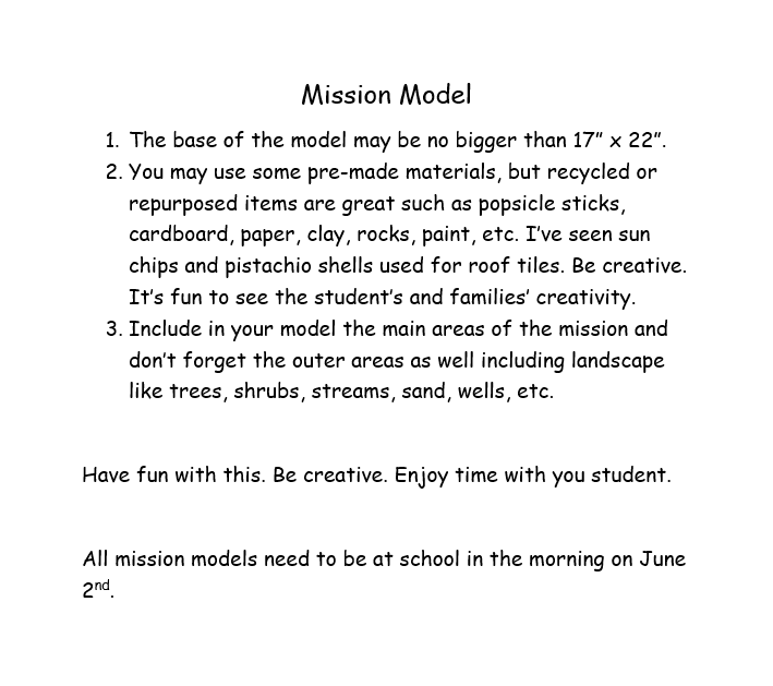 Mission Model directions